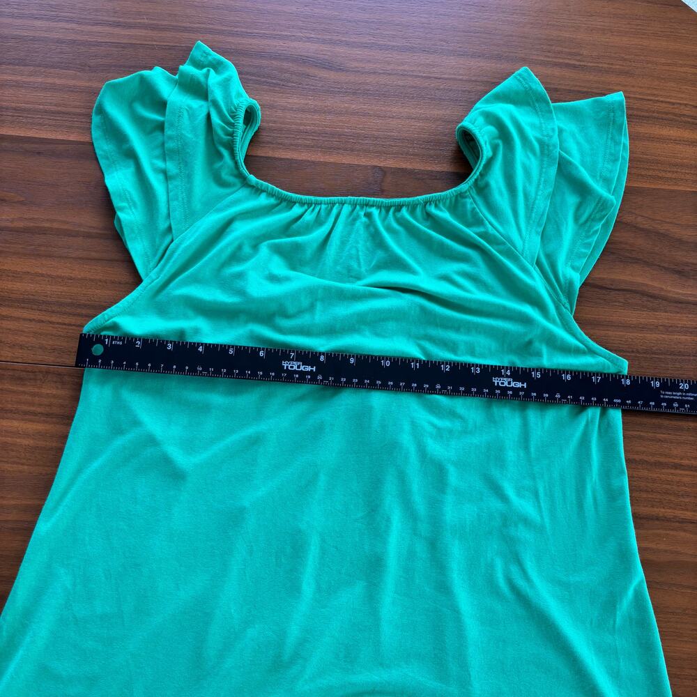 Vintage Y2K INC Flutter Sleeve Top Petite Medium Bright Green Soft Girl Fairy - Picture 10 of 16